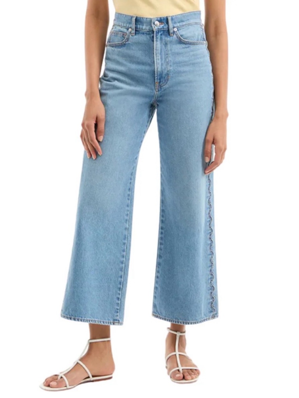 Veronica Beard Taylor Scalloped Wide-Leg Jean (color: nova)